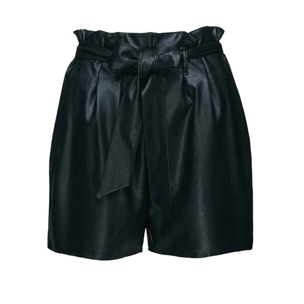 Commando Faux leather Paperbag Short black